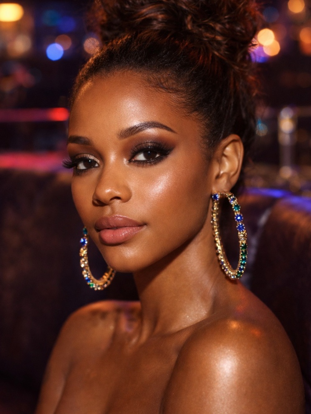 ✨ Multicolor Crystal Statement Hoop Earrings ✨